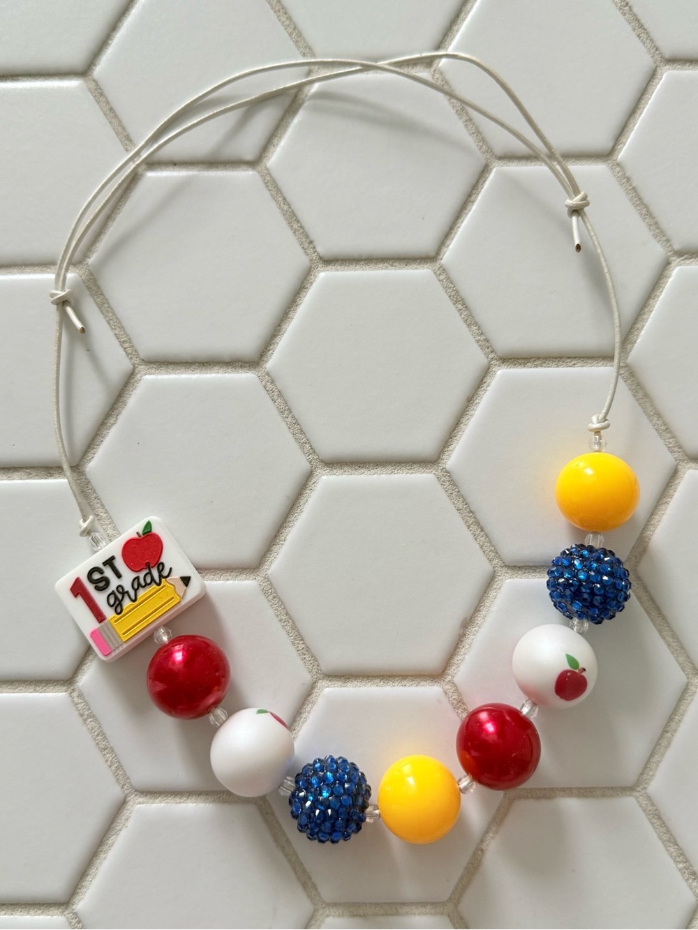 First Grade Apple Bead Necklace - Kids Accessories
